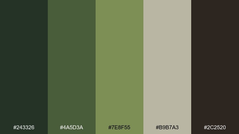 fern shadow forest color palette with hex codes