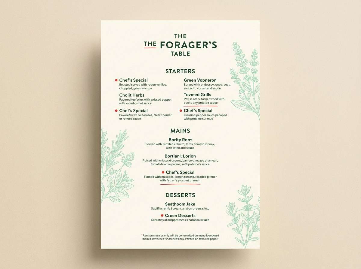 menu layout with red highlights