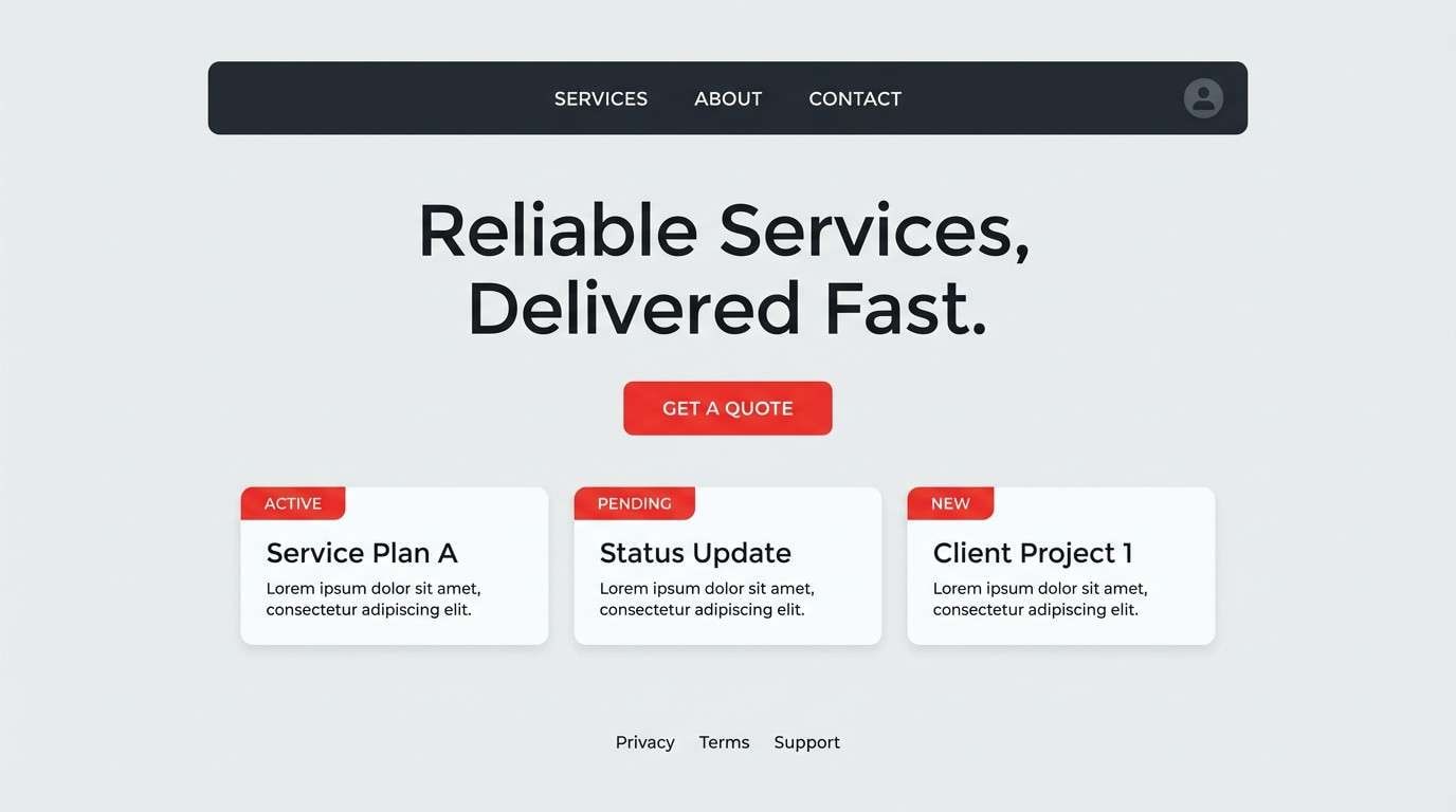 website ui with red cta