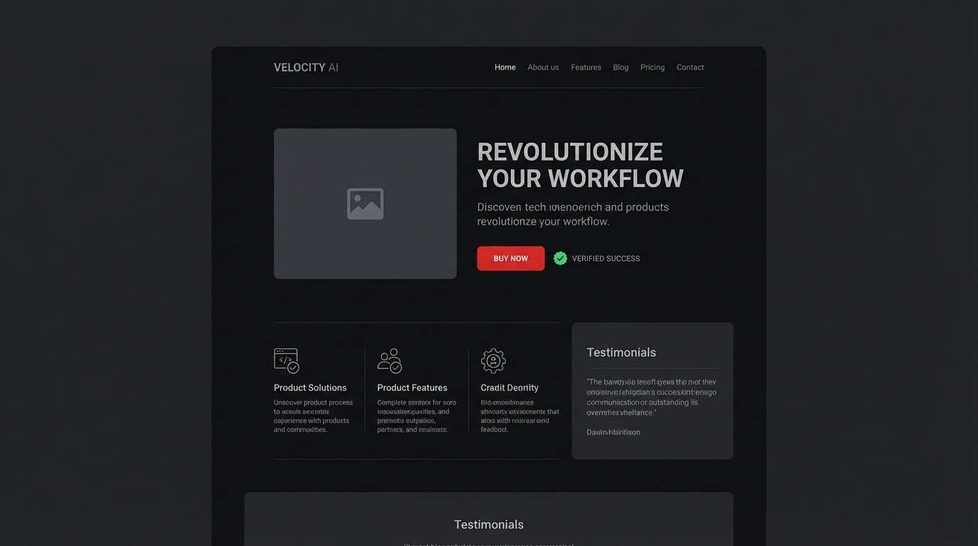 dark landing page with red cta