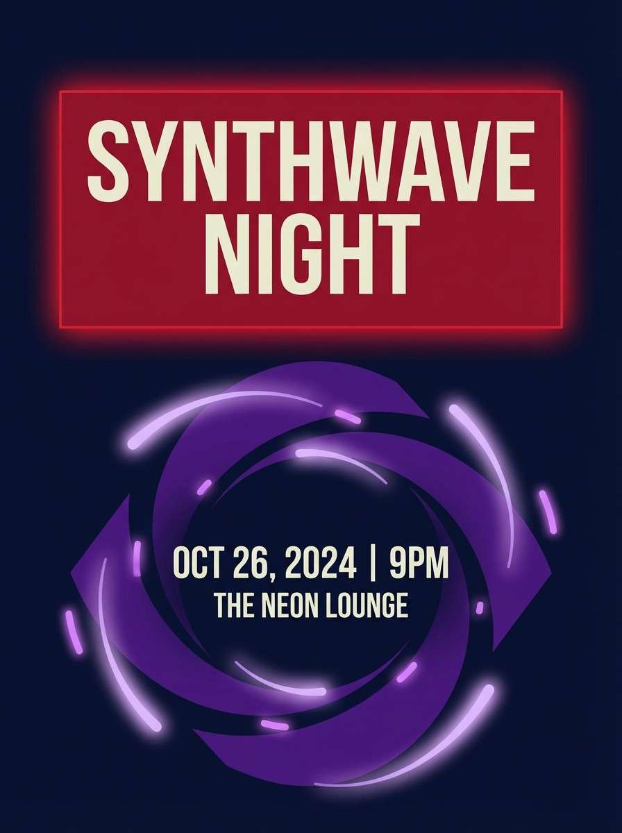 music flyer with red and purple