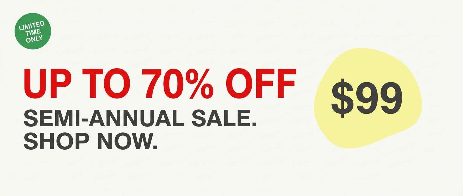 sale banner with red headline