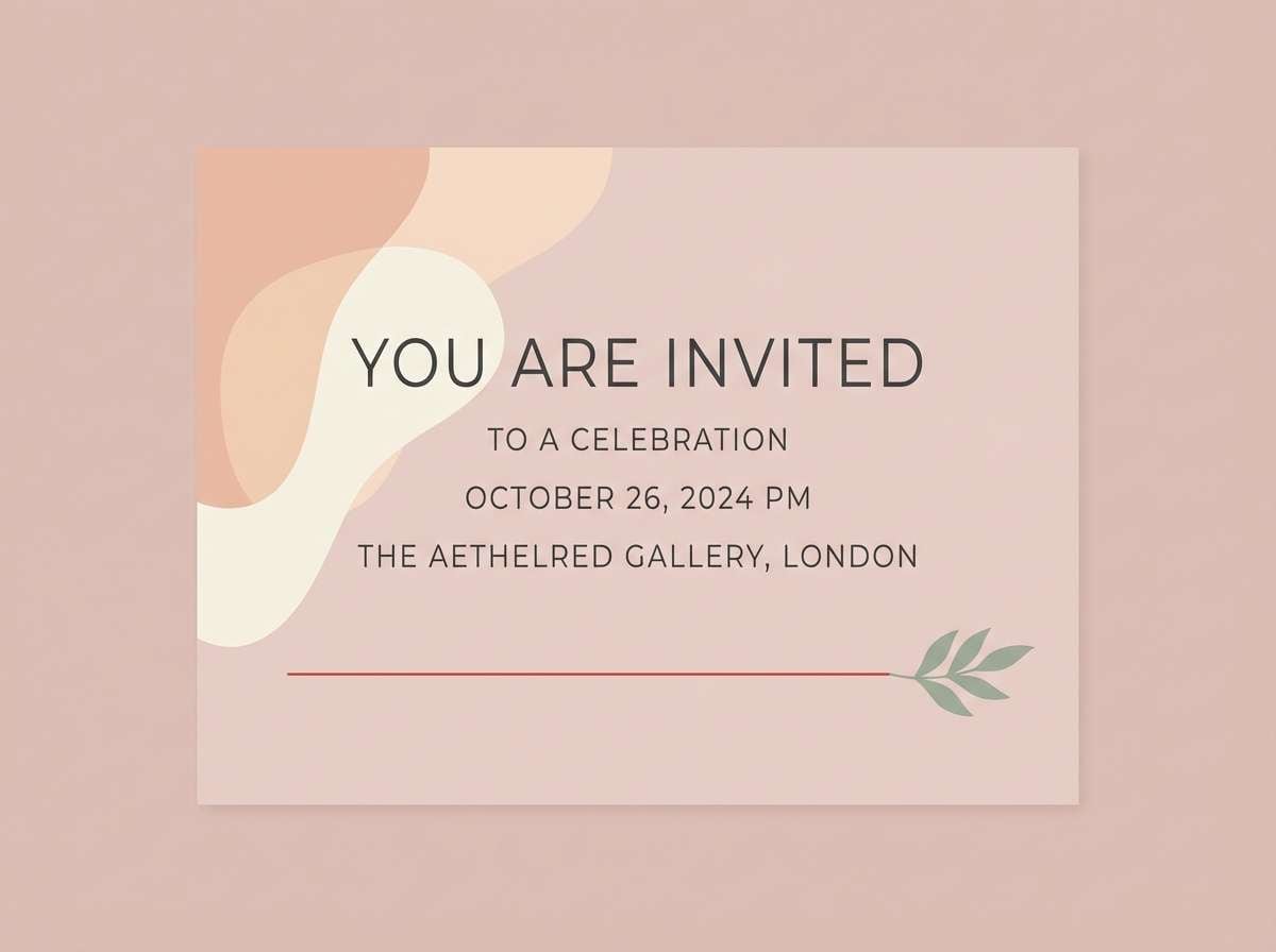 soft invitation with red accent