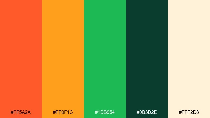 festival citrus color palette with hex codes