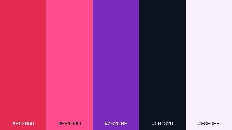 festival fuchsia lights amaranth color palette with hex codes