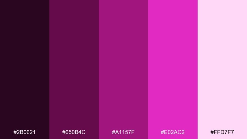 festival fuchsia red violet color palette with hex codes