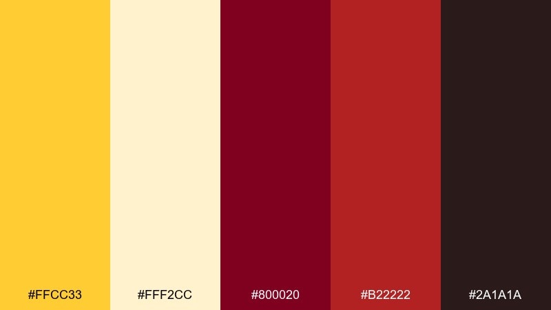 festival lanterns yellow maroon color palette with hex codes