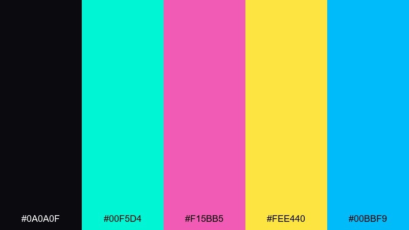 festival neon color palette with hex codes