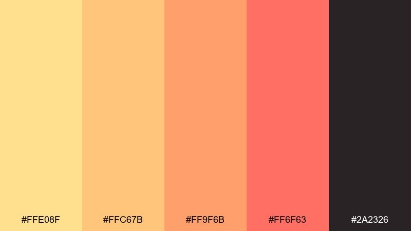 festival peach heat color palette with hex codes