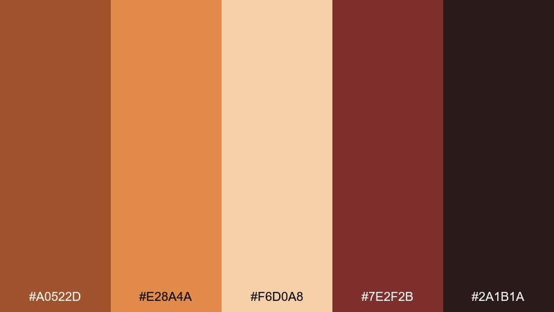 festival spice sienna color palette with hex codes