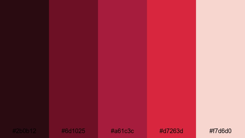 festive garnet color palette with hex codes