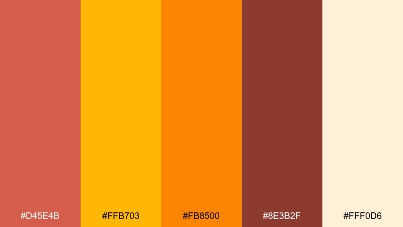 festive papaya dark coral color palette with hex codes