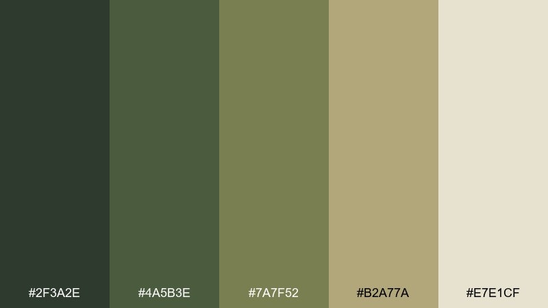 field camo army color palette with hex codes