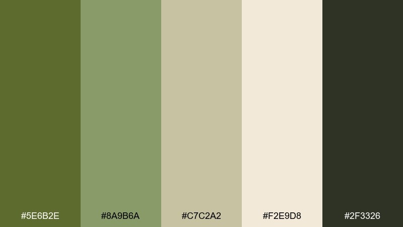 field journal green khaki color palette with hex codes