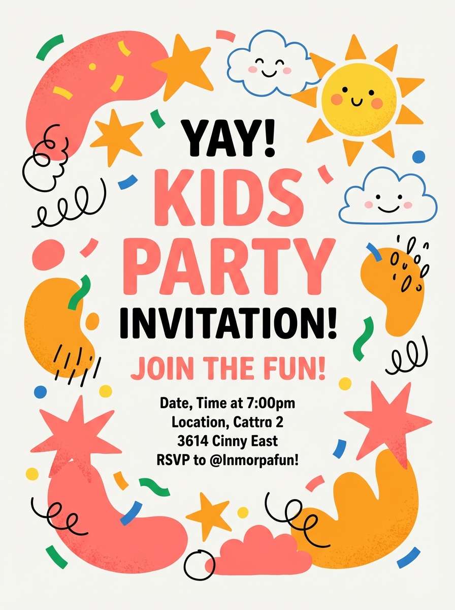 kids party invitation flyer