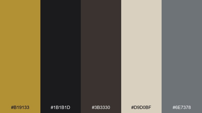 film noir lounge brass color palette with hex codes