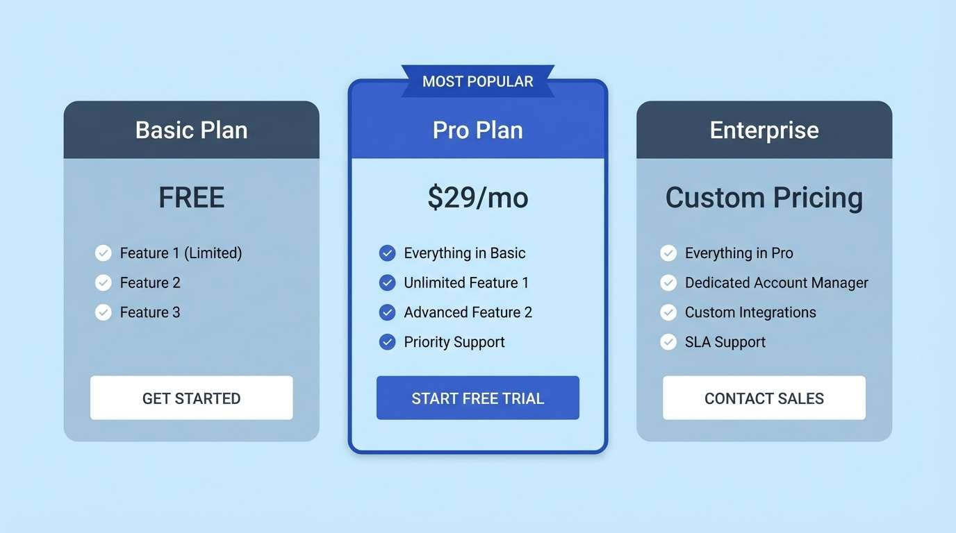 blue pricing page ui