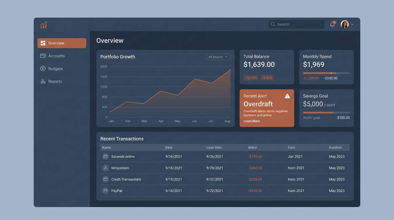 finance dashboard ui mockup