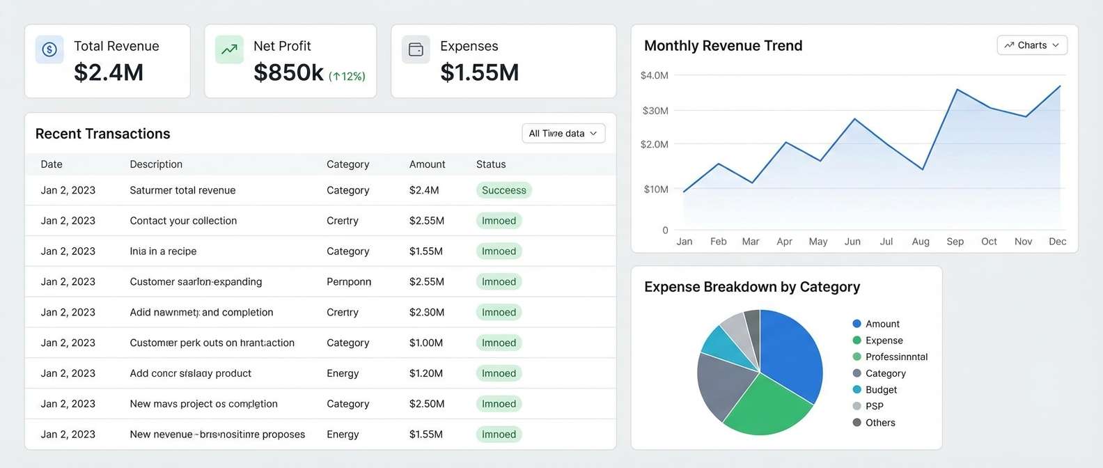 finance dashboard ui