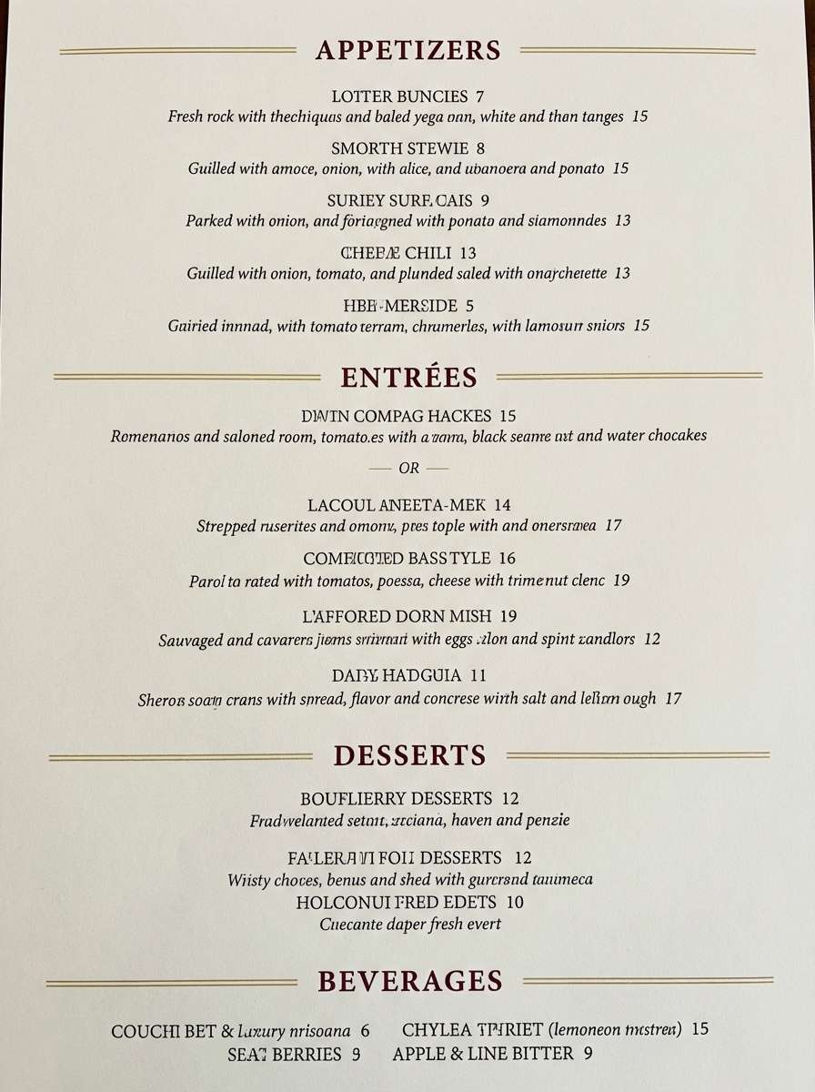 fine dining menu design