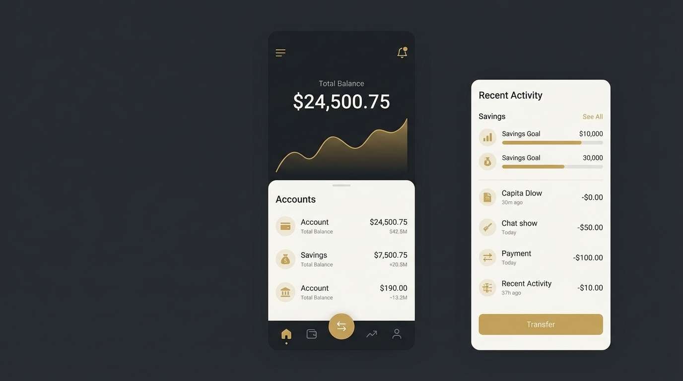 fintech ui in silver blue