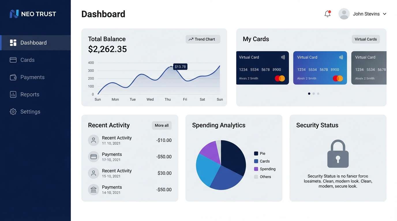 fintech ui in gray and navy