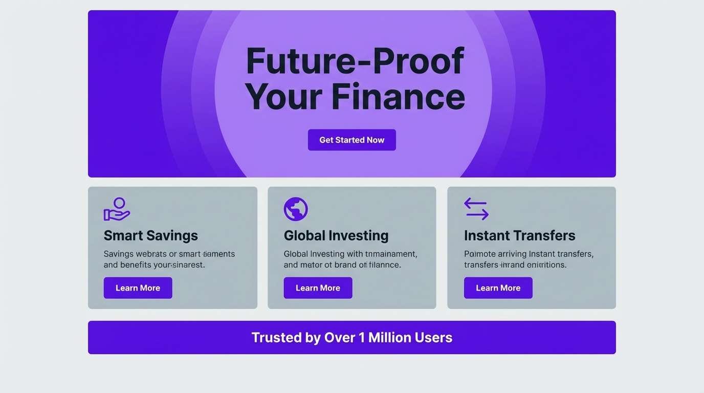 fintech ui in royal purple color scheme