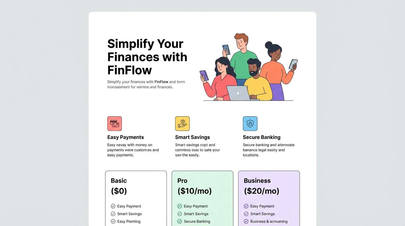 fintech landing ui
