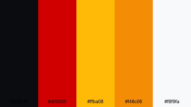 fire engine pop color palette with hex codes