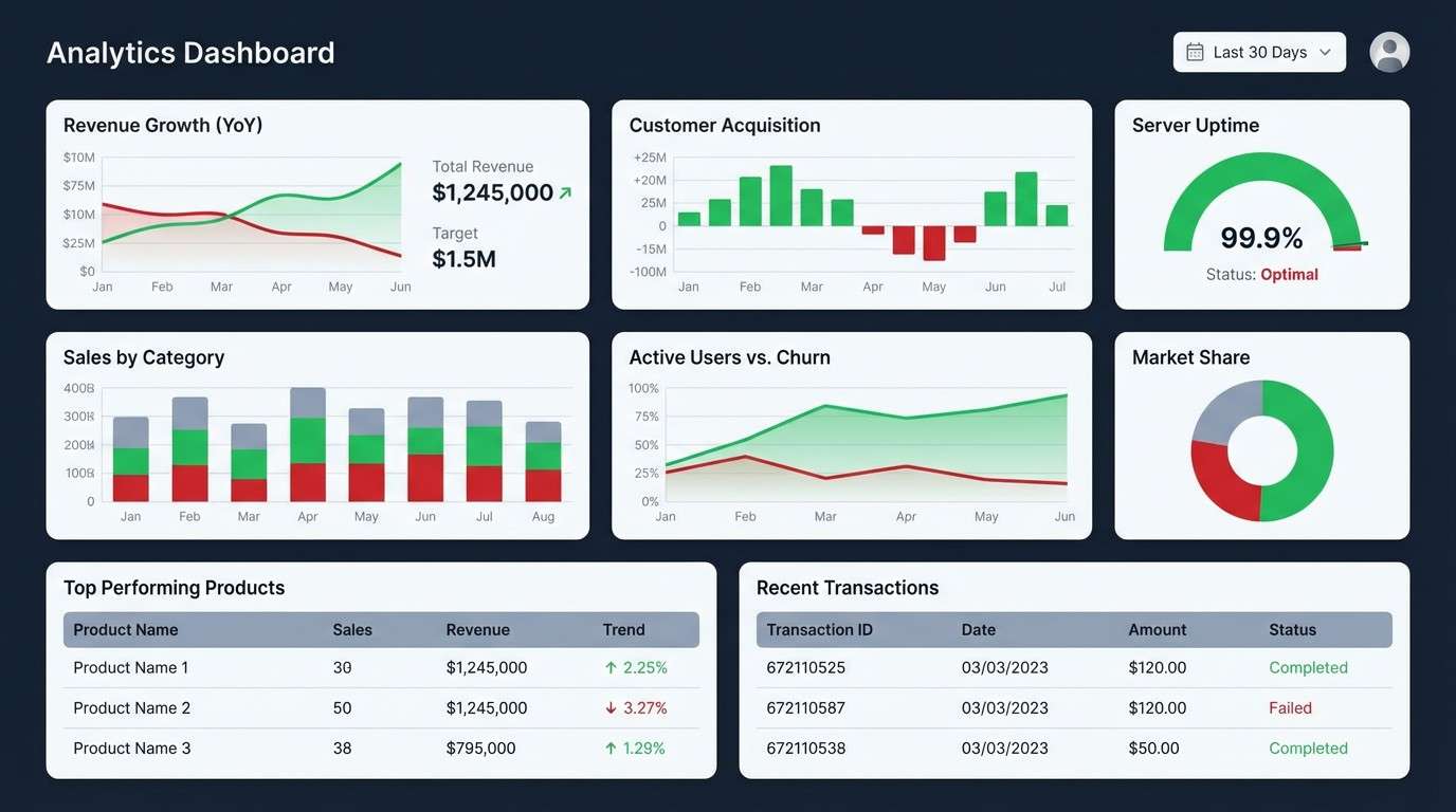 dark dashboard with red alerts
