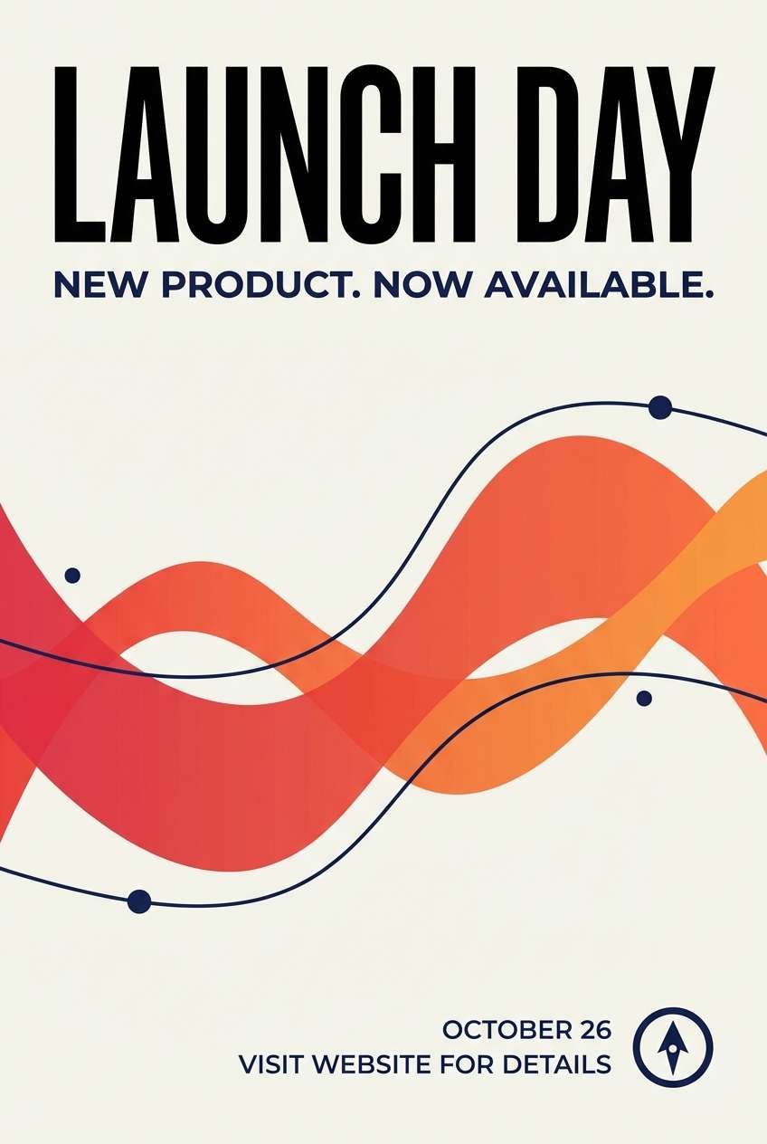 fiery product launch poster