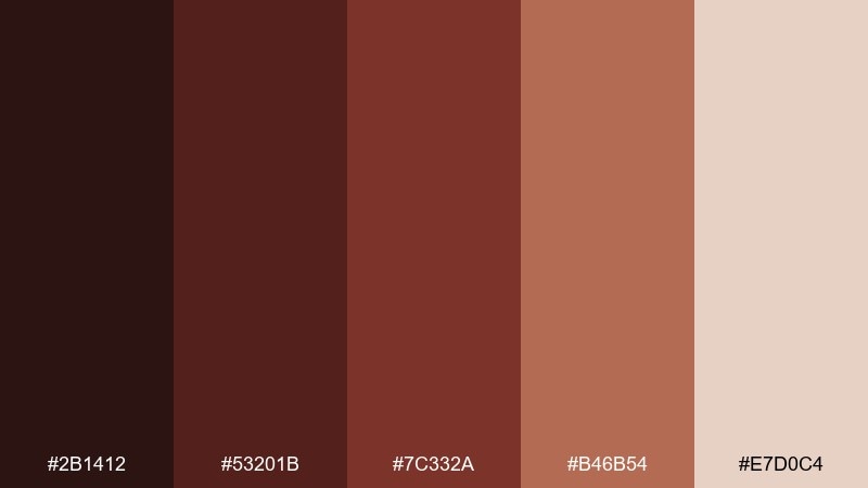 fireside editorial mahogany color palette with hex codes