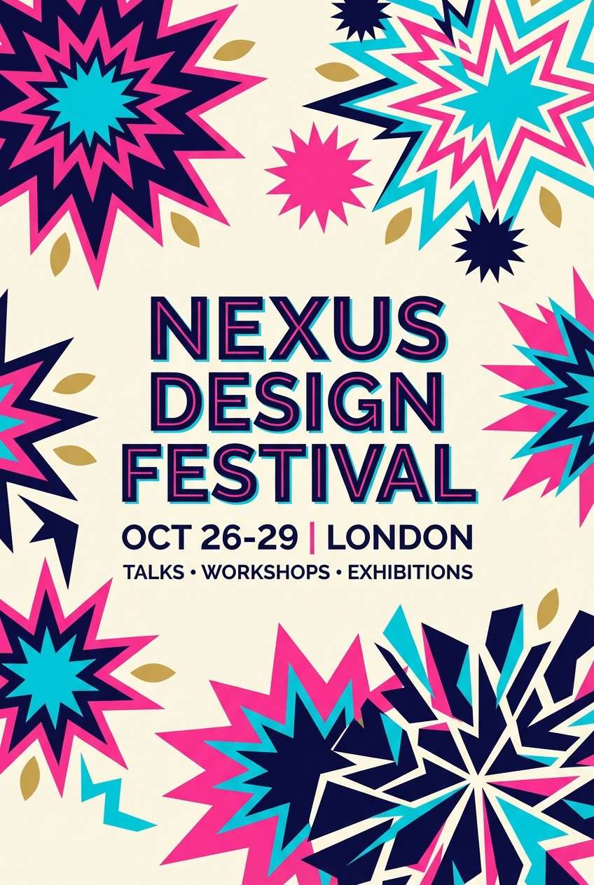 neon festival poster layout