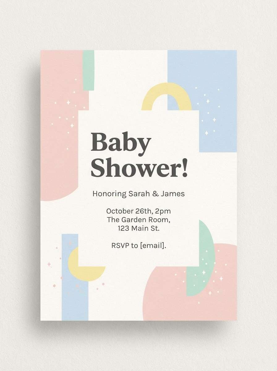 pastel baby invitation card