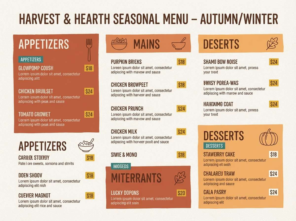 seasonal menu design layout