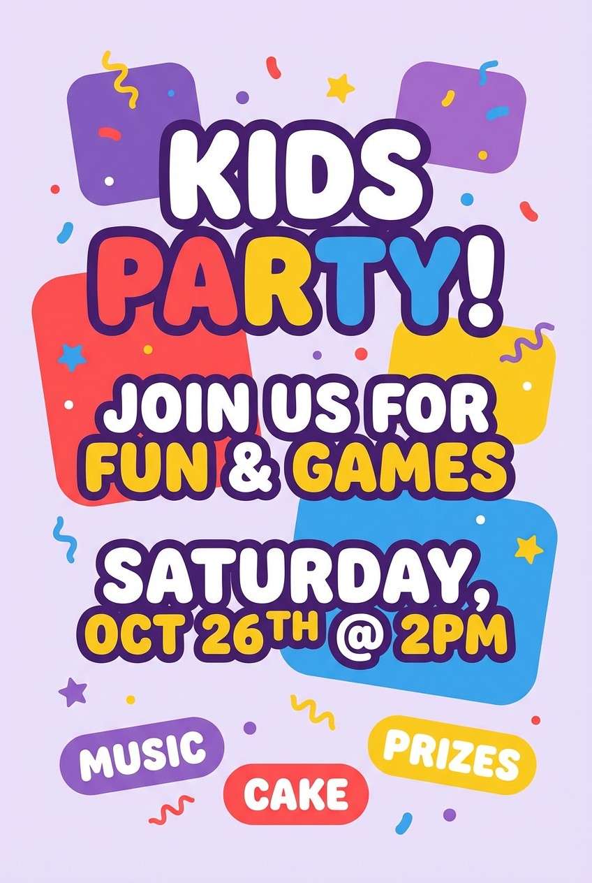 kids party flyer design