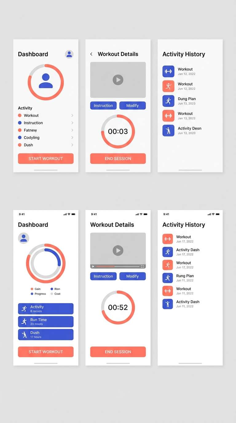 fitness app ui screens