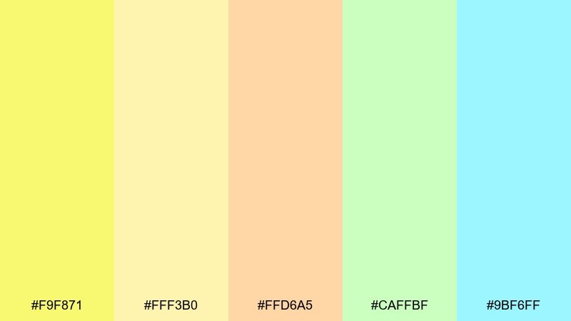 fizzy lemonade candy color palette with hex codes