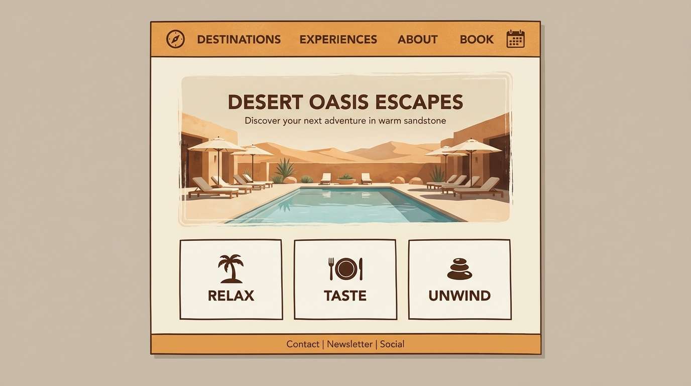 warm travel website mockup
