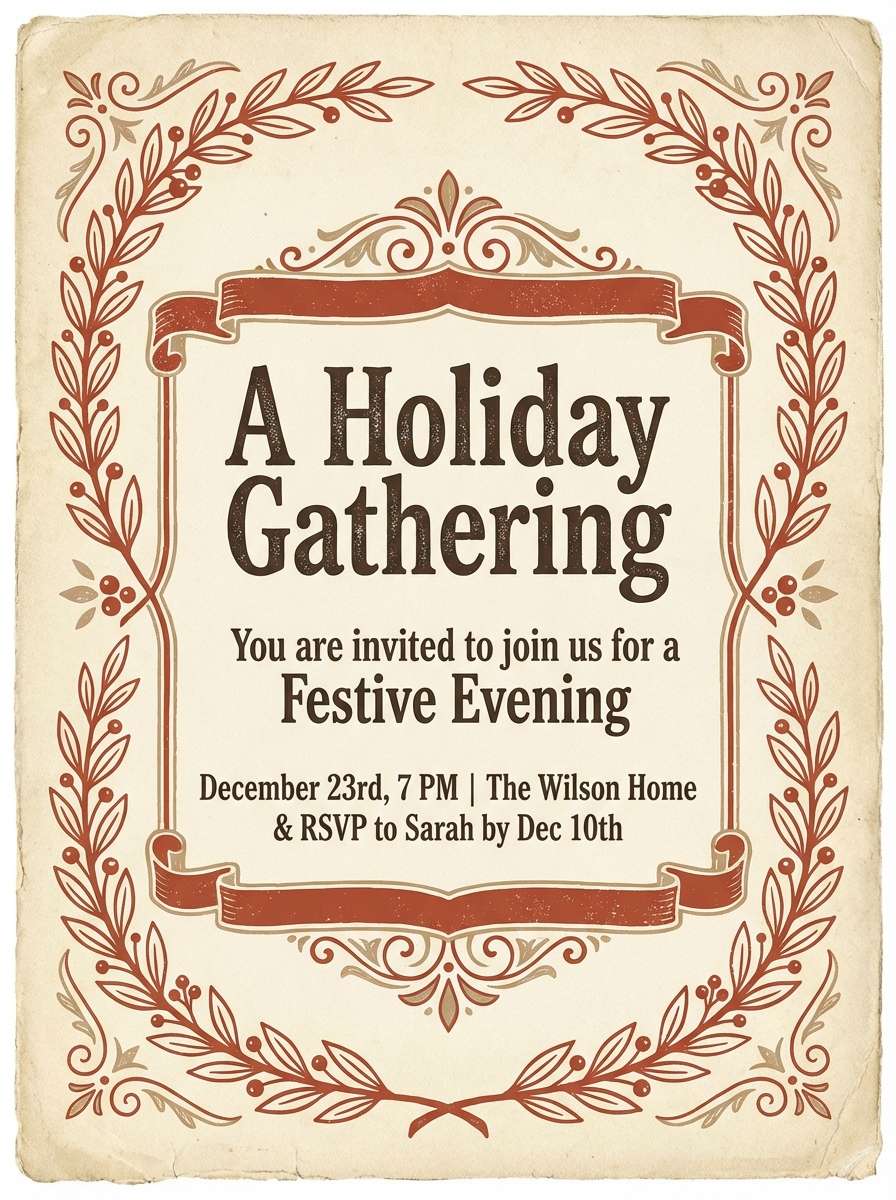 rustic holiday invitation