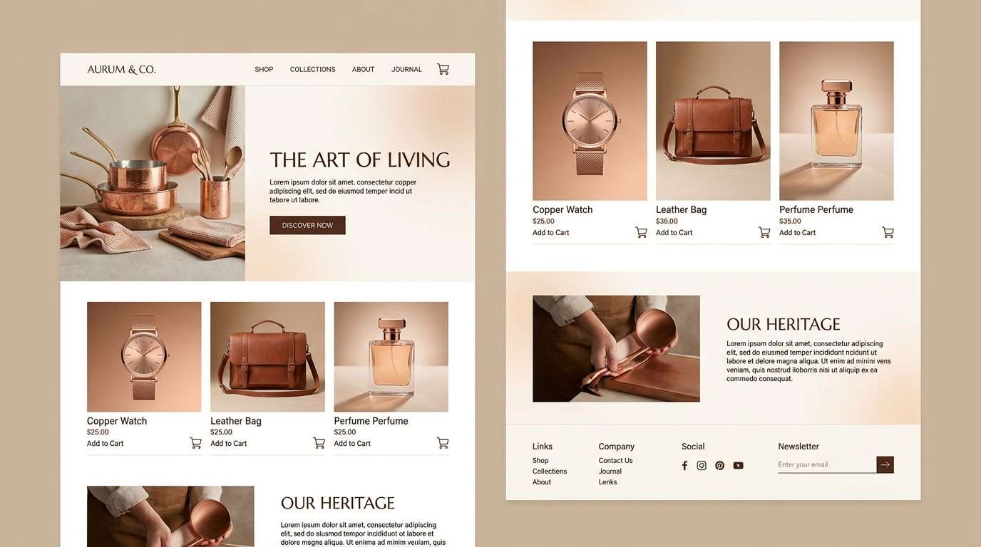 copper landing page mockup