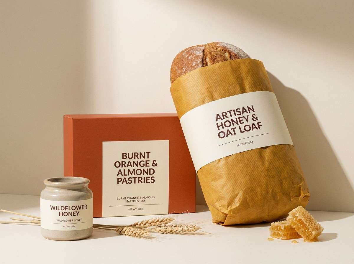 bakery packaging in honey tones