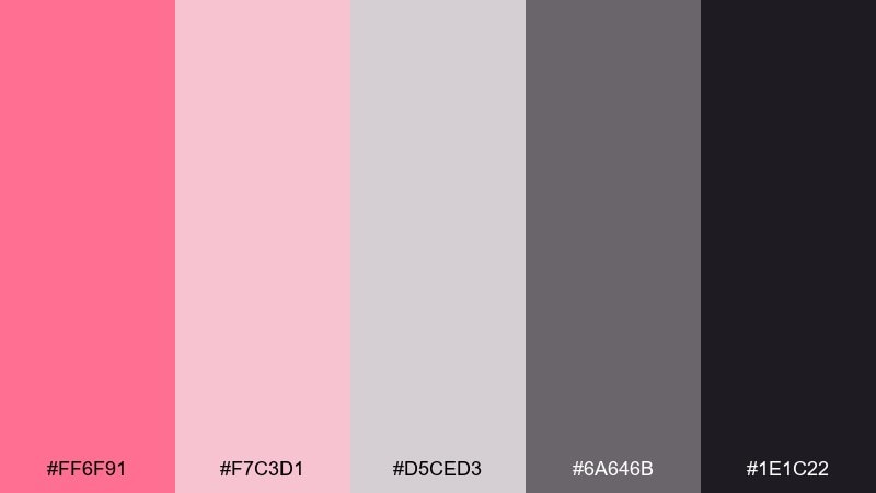 flamingo charcoal color palette with hex codes