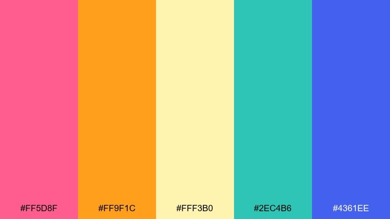 flamingo citrus bright color palette with hex codes