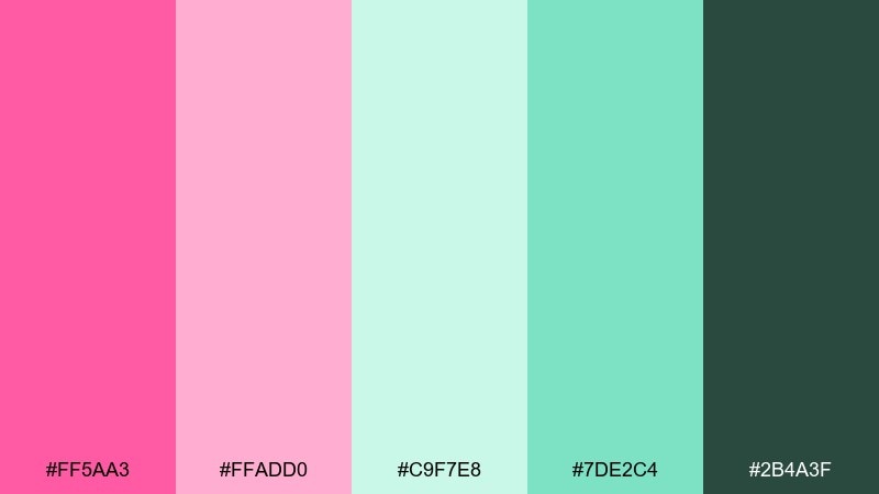 flamingo mint gelato flamingo pink color palette with hex codes