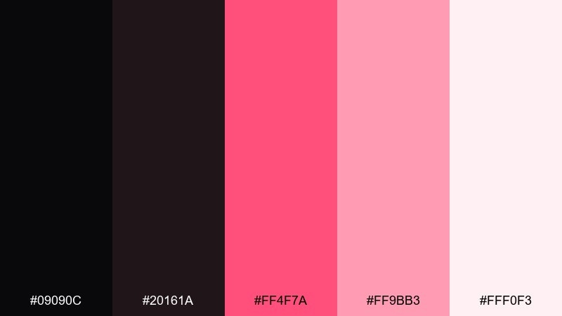 flamingo nightfall color palette with hex codes