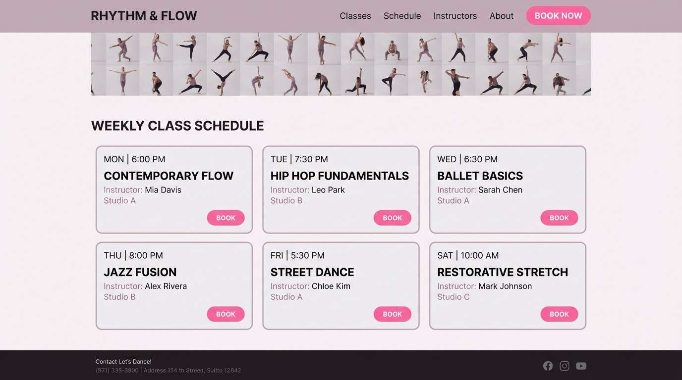 dance studio ui