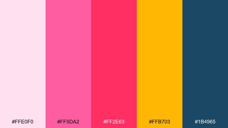 flamingo punch beach color palette with hex codes