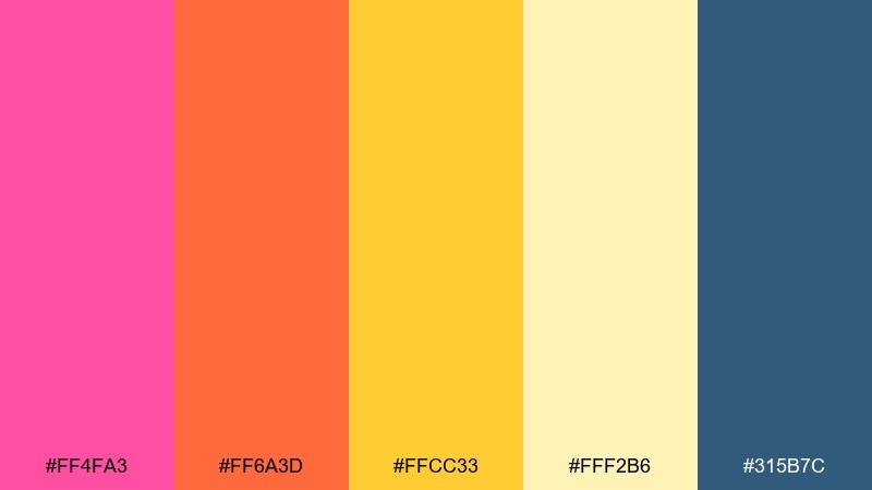 flamingo sunrise color palette with hex codes