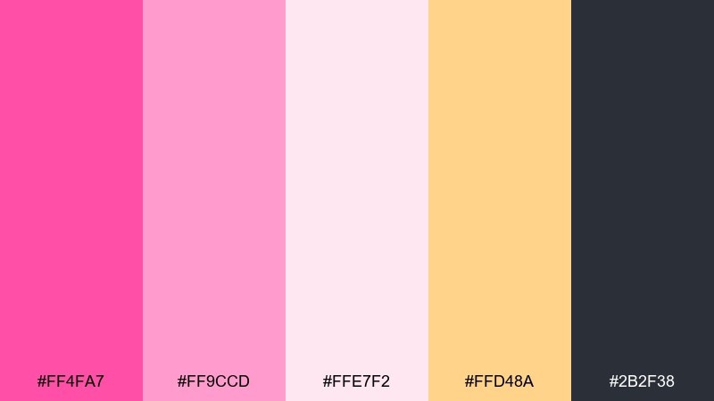 flamingo sunset gradient candy pink color palette with hex codes